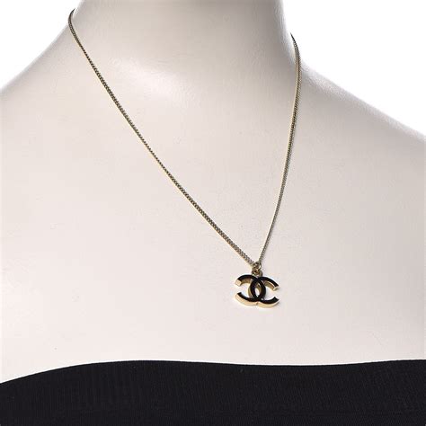 black and gold chanel necklace|Chanel enamel cc necklace black.